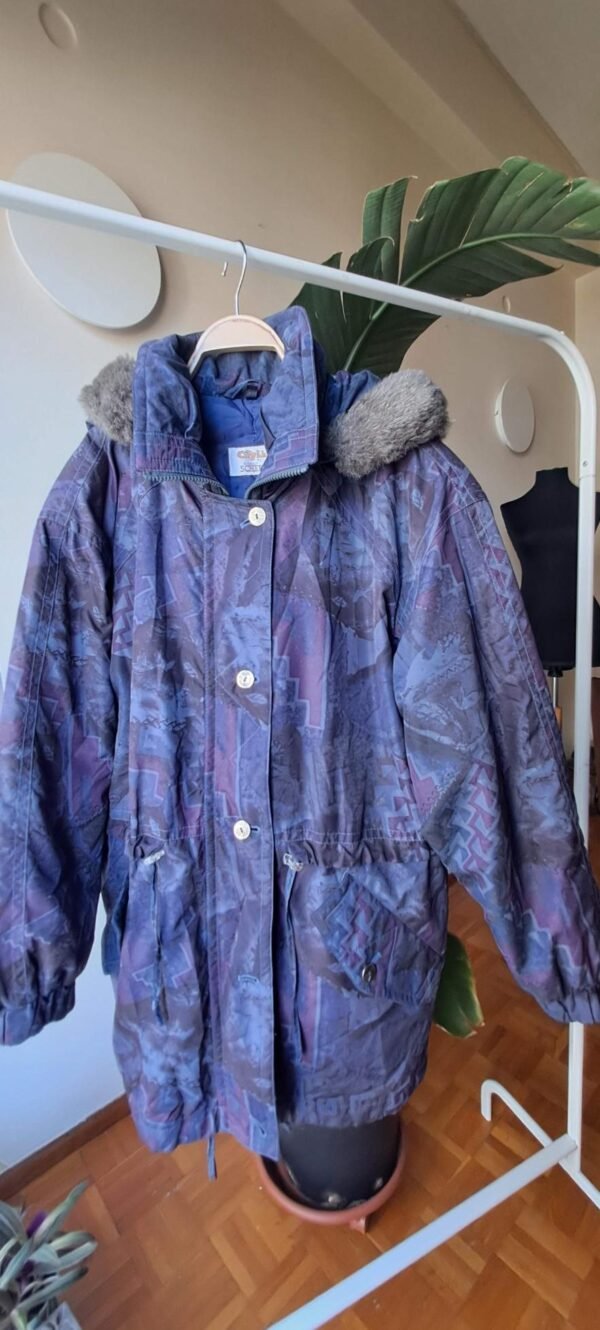 90's vintage parka jacket abstract pattern blue, purple