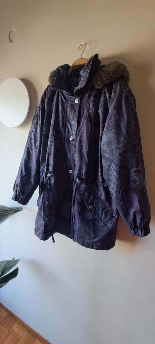 90's vintage parka jacket abstract pattern blue, purple - Image 4