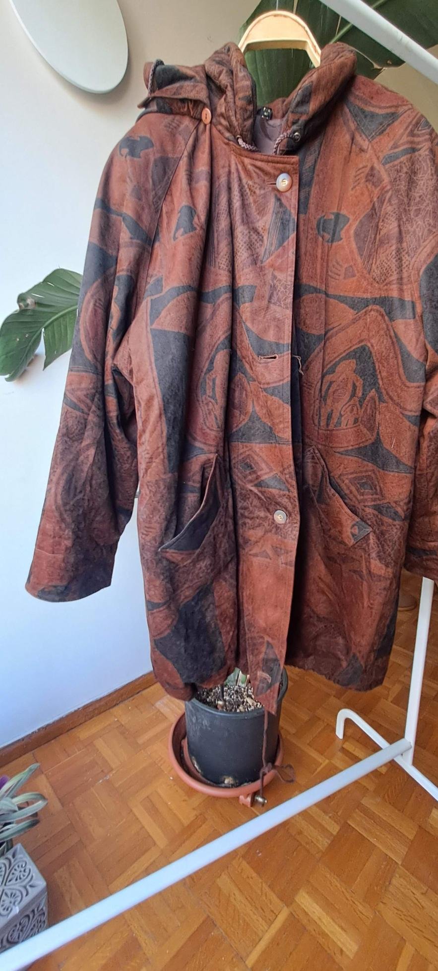 90's vintage parka jacket earthy colours, abstract pattern - Image 2