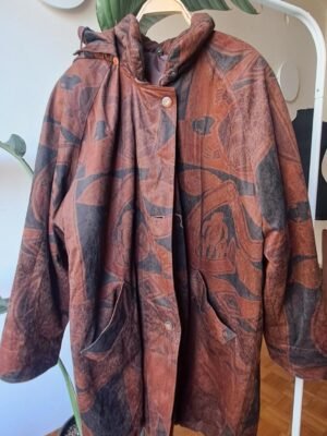 90's vintage parka jacket earthy colours, abstract pattern