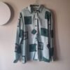 vintage geometrical patterned viscose shirt(sage, green, off white)