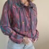 80's vintage viscose crazy patterned shirt (green,pink, fucshia, purple, yellow)