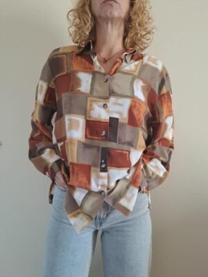 80's vintage geometrical patterned shirt in shades of brown