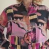 80's vintage crazy patterned shirt(black, pink, peach, magenda, ochre)