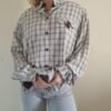 vintage viscose checked shirt (light grey, burgundy)