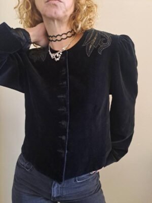 80's vintage black velvet jacket with embellishment