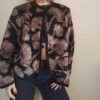 90's vintage velvet kapitonne black patterned jacket (beige, brown)