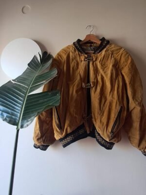 80's vintage camel suede leather bomber jacket