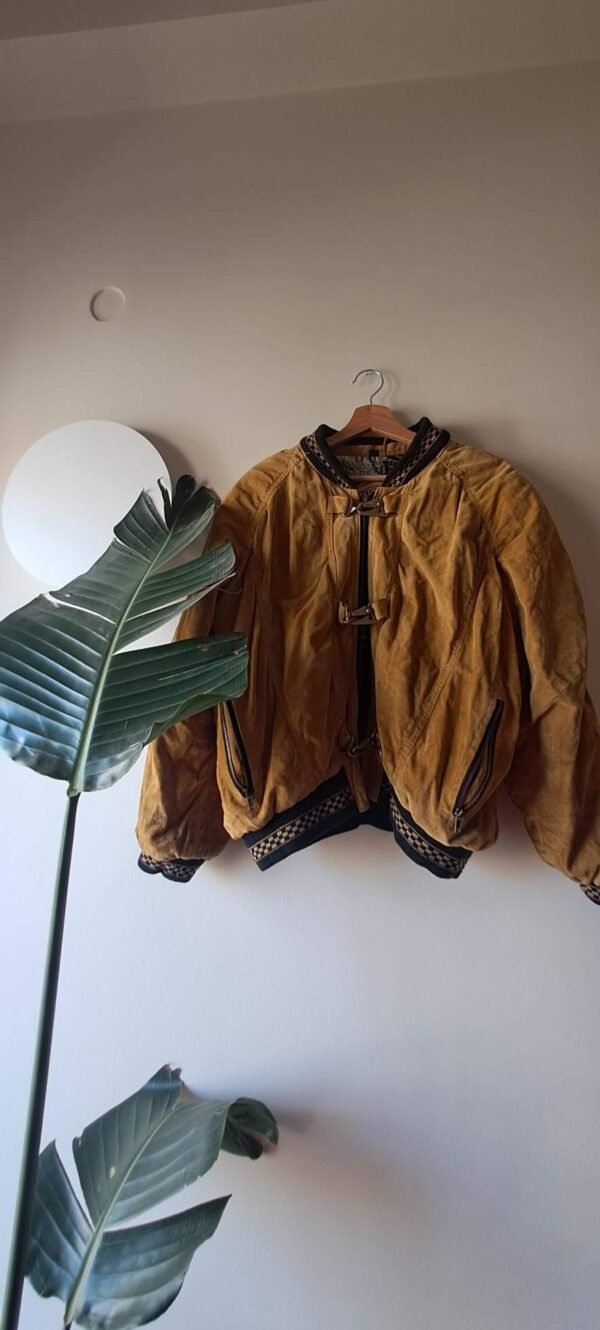 80's vintage camel suede leather bomber jacket