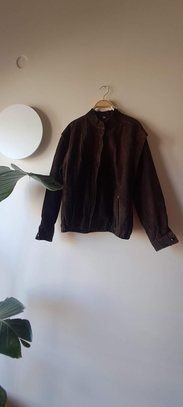 90's vintage dark brown suede jacket - Image 2