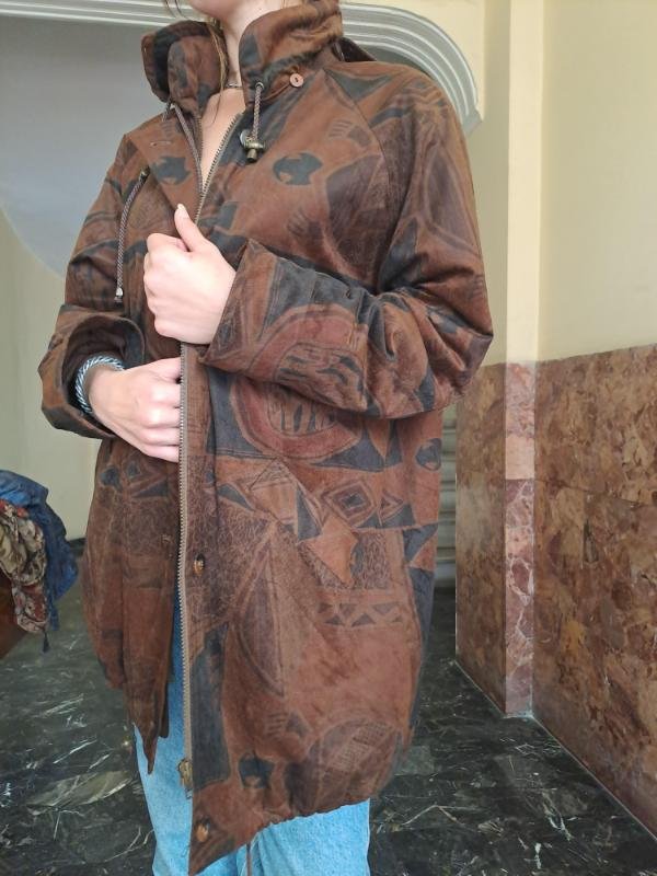 90's vintage parka jacket earthy colours, abstract pattern - Image 5