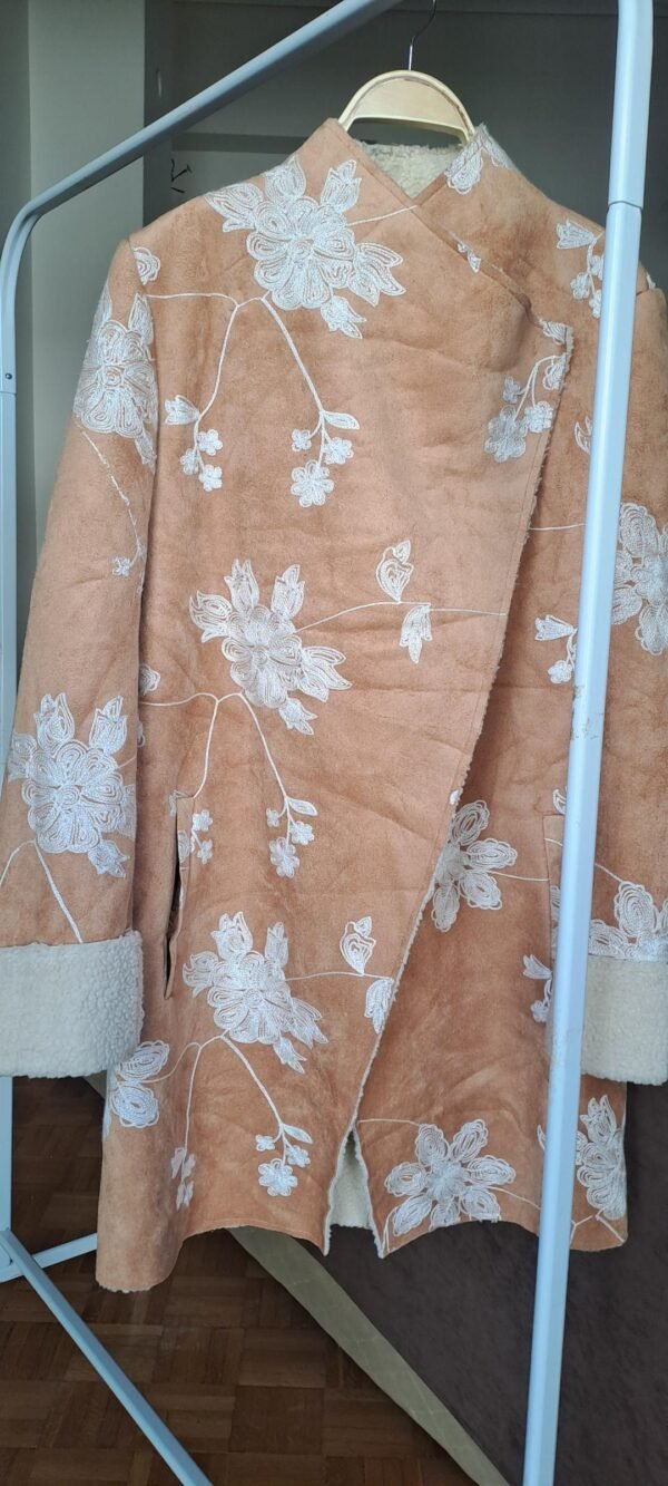 vintage suede jacket camel with fur lining - Image 2