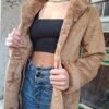 vintage sheepskin leather suede jacket, color tan