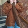 90's vintage leather suede sheepskin chocolate brown jacket