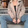 80's vintage light grey leather suede sheepskin jacket