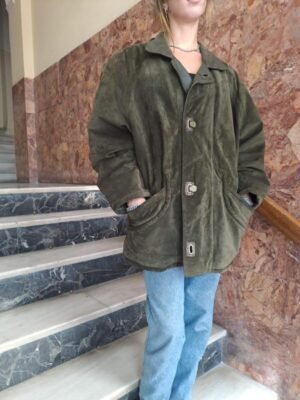 90's vintage olive green suede jaket