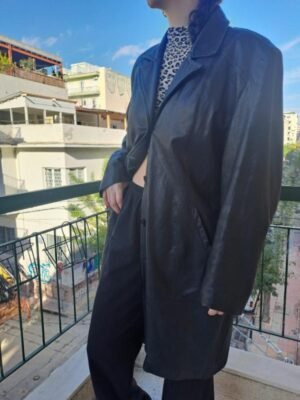 vintage genuine leather long jacket