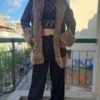 vintage leather suede brown afgan jacket