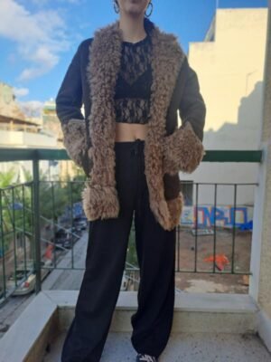 vintage leather suede brown afgan jacket