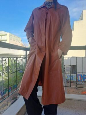 vintage cinnamon leather trenchcoat
