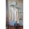 vintage romantic beige semi transparent shirt with embroidery on sleeves