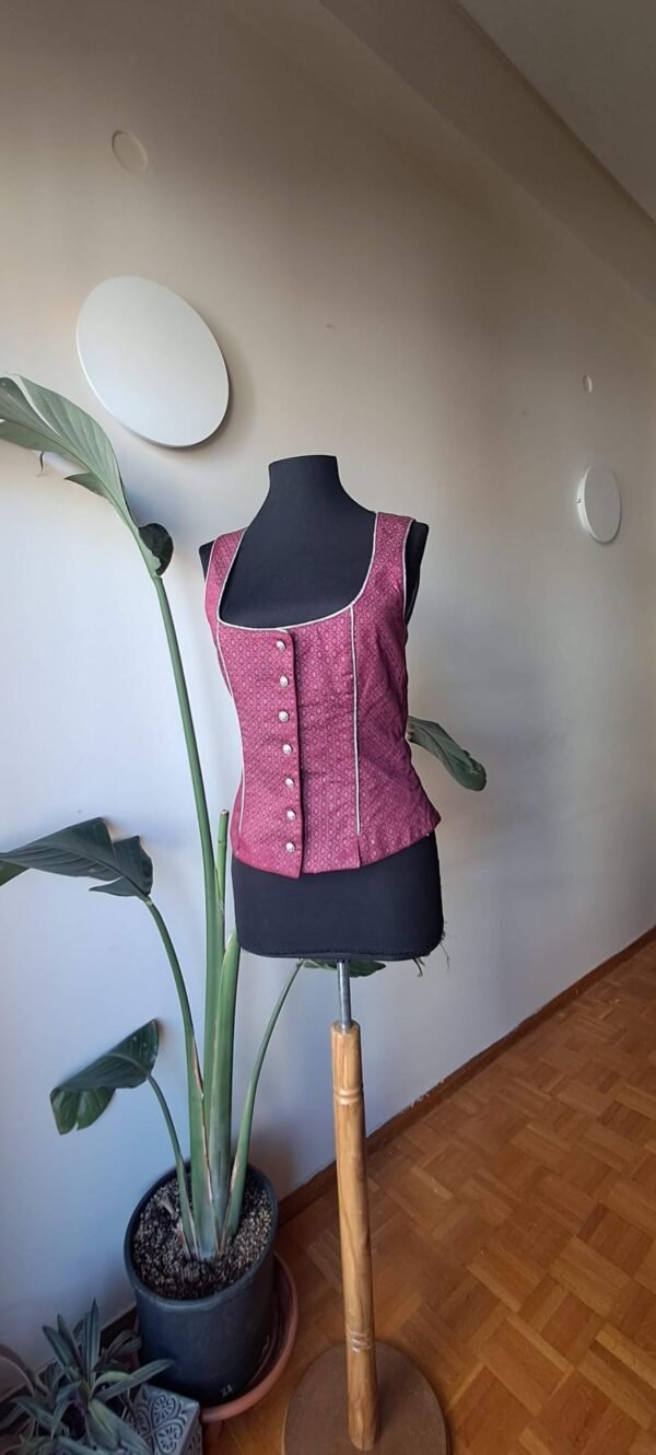 vintage tyrolean corset-vest burgundy - Image 3
