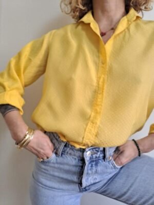 vintage yellow semi transparent shirt