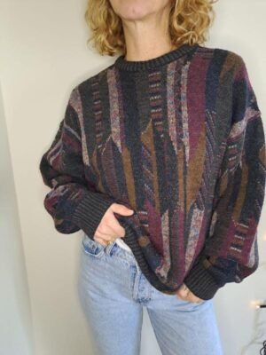 vintage knitted blouse(grey, burgundy, brown)