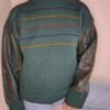 vintage wool knitted heavy blouse with leather sleeves