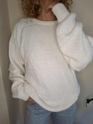 vintage white knitted blouse