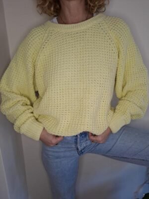 vintage cotton knitted blouse in buttery yellow