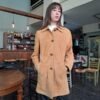 vintage genuine leather suede jacket in camel brown