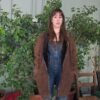 vintage leather suede sheepskin jacket in chocolate brown