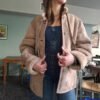 vintage genuine leather sheepskin jacket in nude color