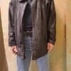 vintage black leather jacket with anaglyph designs