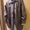 vintage black leather jacket loose fit and big pockets
