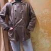 vintage black leather jacket buttoned up