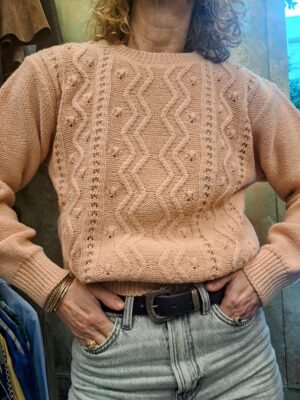 vintage knitted blouse in salmon pink