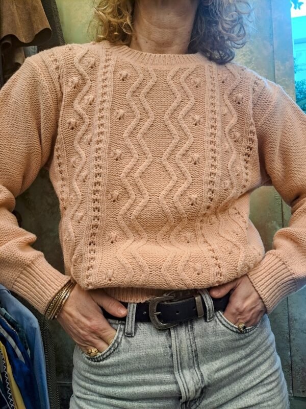 vintage knitted blouse in salmon pink