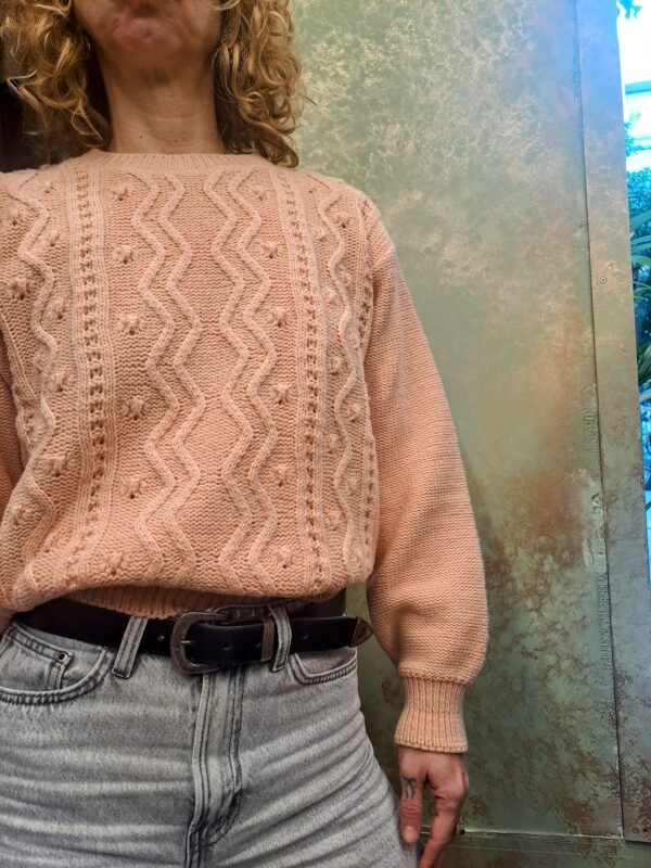 vintage knitted blouse in salmon pink - Image 2