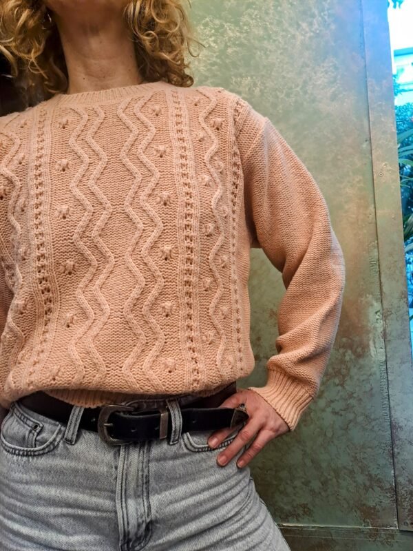 vintage knitted blouse in salmon pink - Image 3