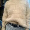 vintage knitted mohair blouse in vanilla white color