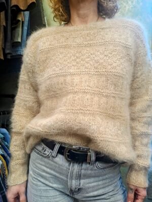 vintage knitted mohair blouse in vanilla white color