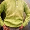 vintage knit blouse with buttons in lime color