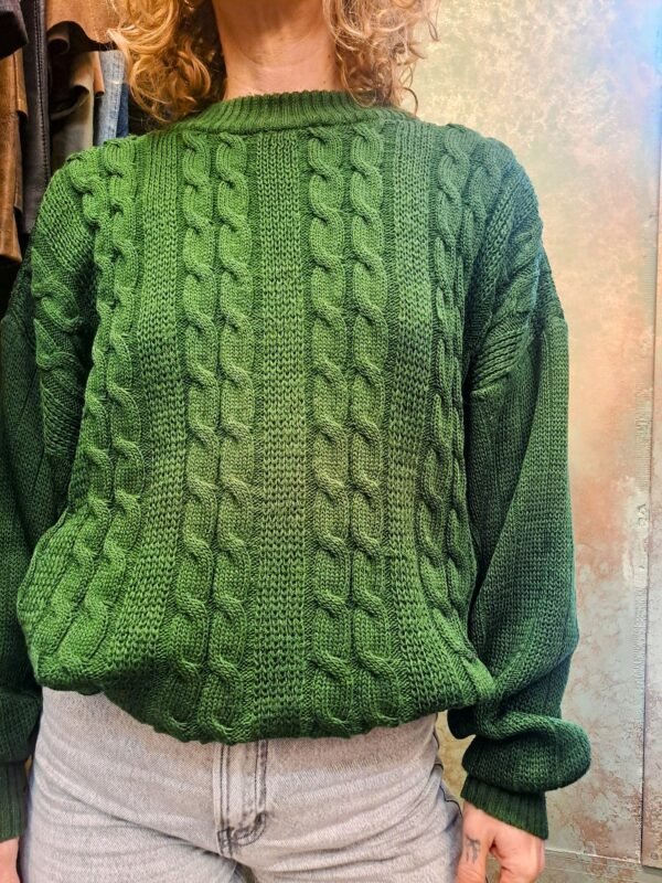vintage knitted blouse in forrest green - Image 2