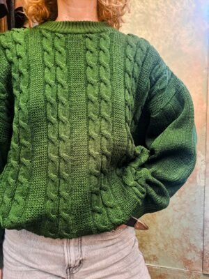 vintage knitted blouse in forrest green