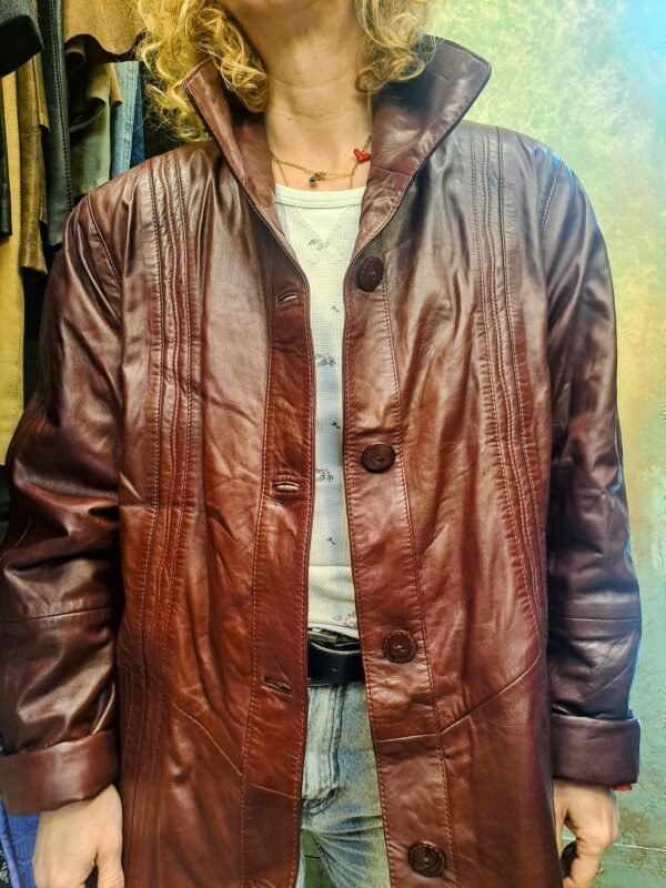 vintage leather burgundy jacket - Image 2