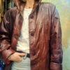 vintage leather burgundy jacket