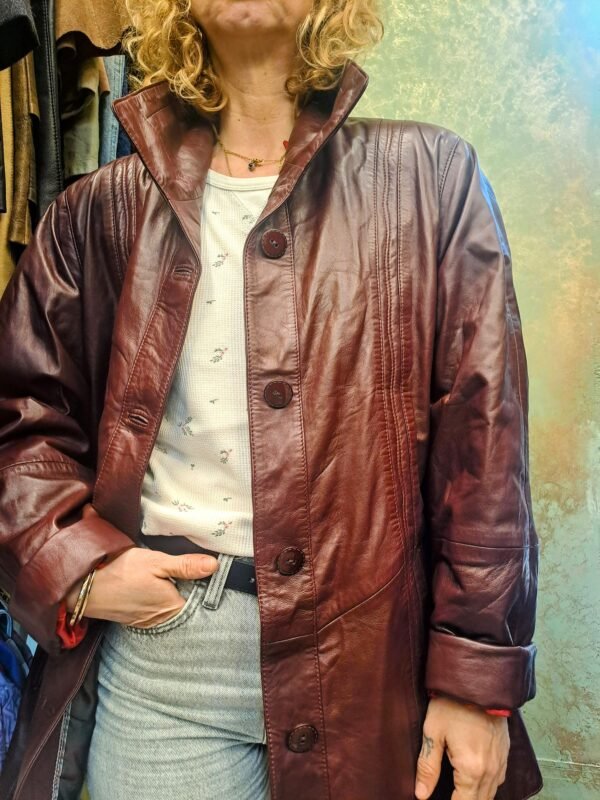 vintage leather burgundy jacket