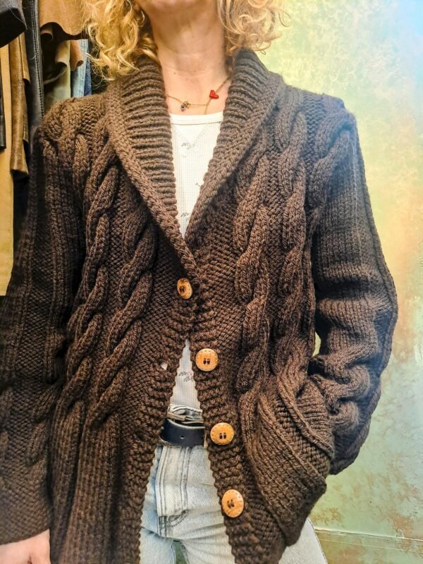 vintage heavy knitted brown cardigan